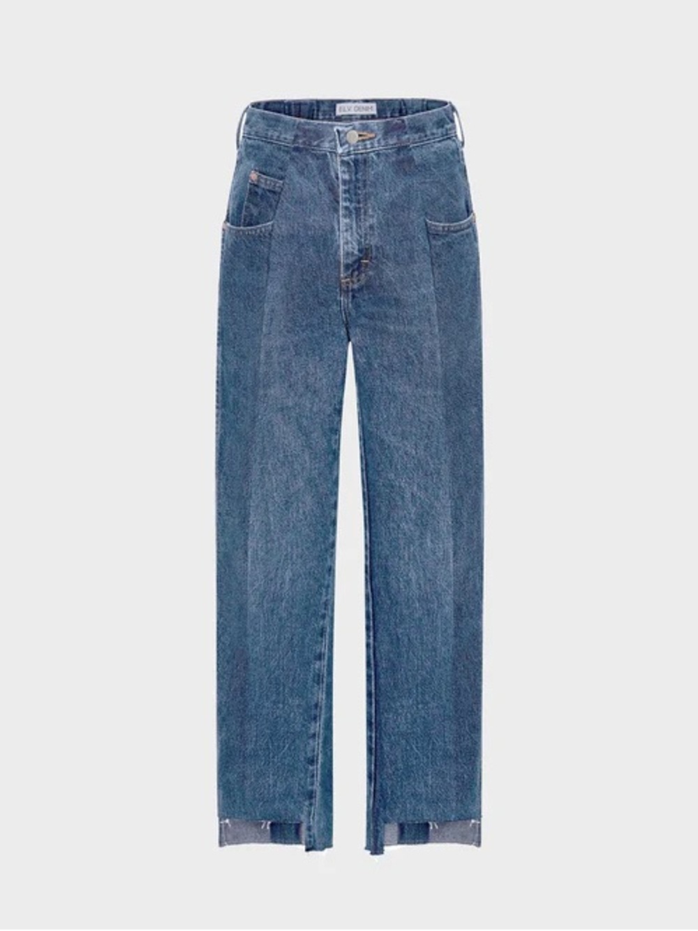 ELV Denim Boyfriend High-Rise Straight Jeans in Medium Blue